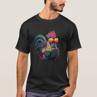 サングラスをかけたクールな雄鶏 チキンダディルース Tシャツ