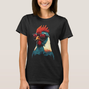 サングラスをかけたクールな雄鶏 レトロなビンテージスタイル Tシャツ