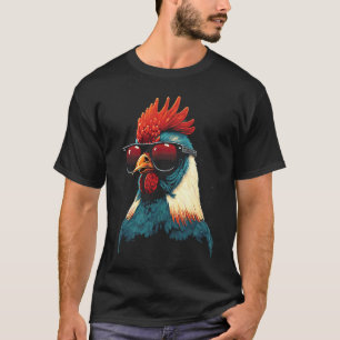 サングラスをかけたクールな雄鶏 レトロ ヴィンテージ おしゃれ Tシャツ