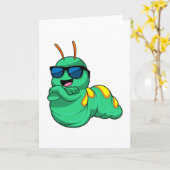 サングラスをかけたケータピラー カード (黄色い花)