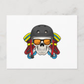 サングラスをかけたスケルトンとインラインスケート ポストカード (正面)
