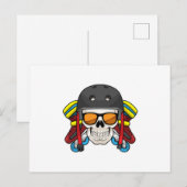 サングラスをかけたスケルトン＆インラインスケート ポストカード (正面/裏面)