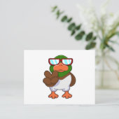 サングラスをかけたダック ポストカード (スタンド正面)