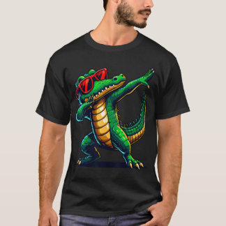サングラスをかけたダビング・クロコダイル・ワニ・アニマル Tシャツ