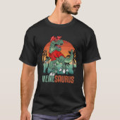 サングラスをかけたティラノサウルスのミームサウルス恐竜 Tシャツ (正面)
