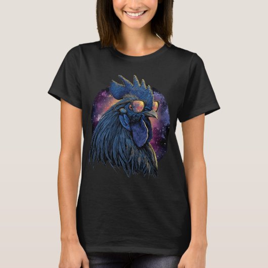 サングラスをかけたニワトリ おしゃれな雄鶏 Tシャツ (正面)