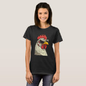 サングラスをかけたニワトリ Tシャツ (正面フル)