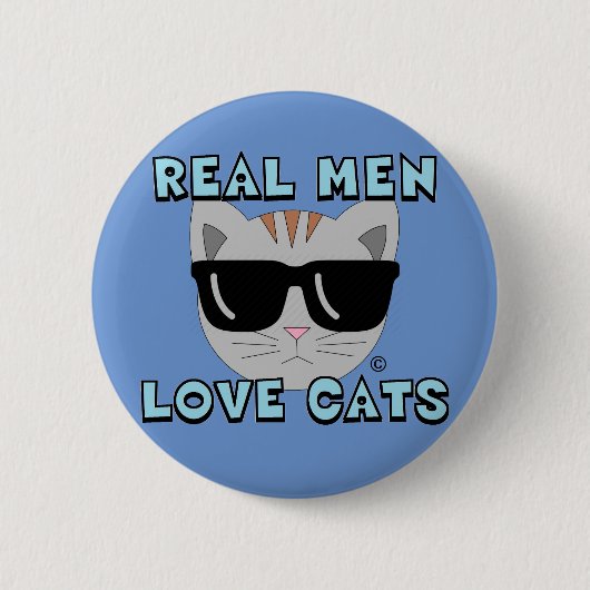 サングラスをかけたネコ REAL MEN LOVE CATS 缶バッジ (正面)