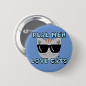 サングラスをかけたネコ REAL MEN LOVE CATS 缶バッジ (正面&裏面)