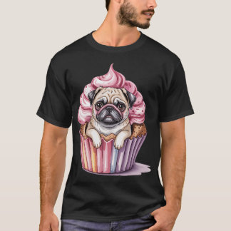サングラスをかけたパグのTシャツ ペット好きな人へ Tシャツ