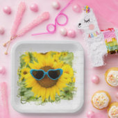 サングラスをかけたヒマワリ ペーパープレート (パーティー)