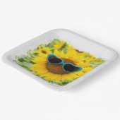 サングラスをかけたヒマワリ ペーパープレート (傾斜あり)