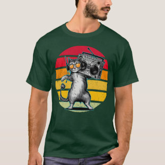 サングラスをかけたビンテージ・ブンボDJ猫のダンスファミリー Tシャツ
