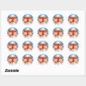 サングラスをかけたビーチ ラウンドシール (シート)