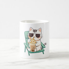 サングラスをかけたフラペチーノを飲むかわいいちび猫 コーヒーマグカップ