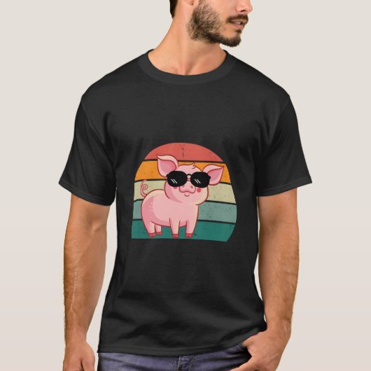 サングラスをかけたブタ Tシャツ (正面)
