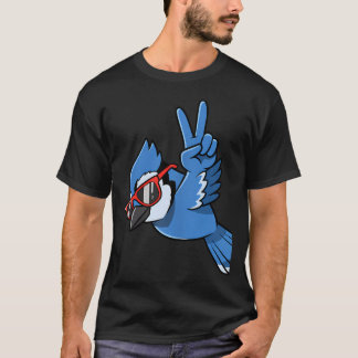 サングラスをかけたブルージェイの平和の鳥 Tシャツ