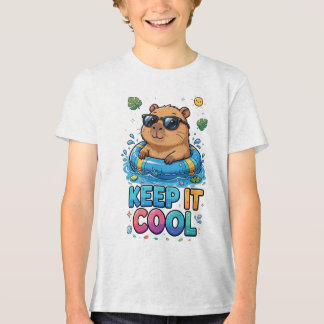 サングラスをかけたプールにいるかっこいいビーバー トライブレンドＴシャツ
