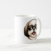 サングラスをかけたミシガン州のシーズー コーヒーマグカップ (正面右)