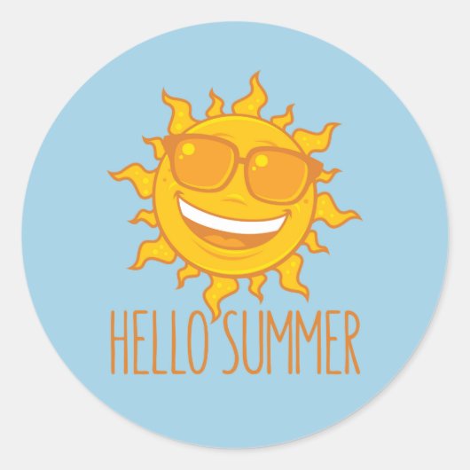サングラスをかけた夏の太陽 ラウンドシール (正面)