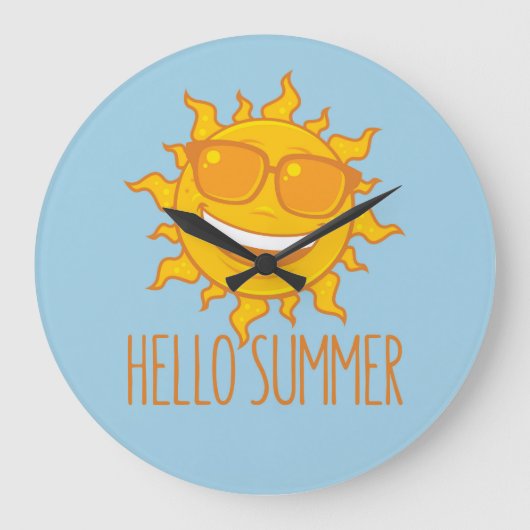 サングラスをかけた夏の太陽 ラージ壁時計 (正面)