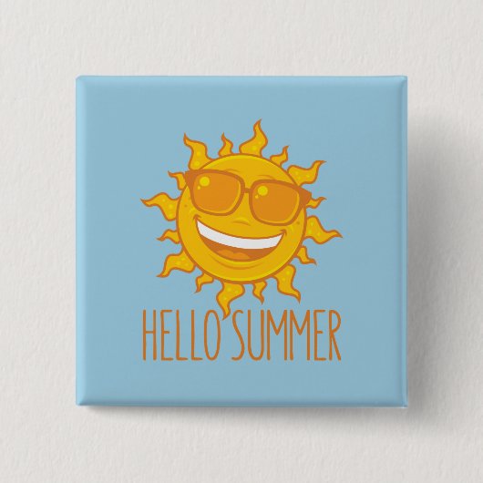 サングラスをかけた夏の太陽 缶バッジ (正面)
