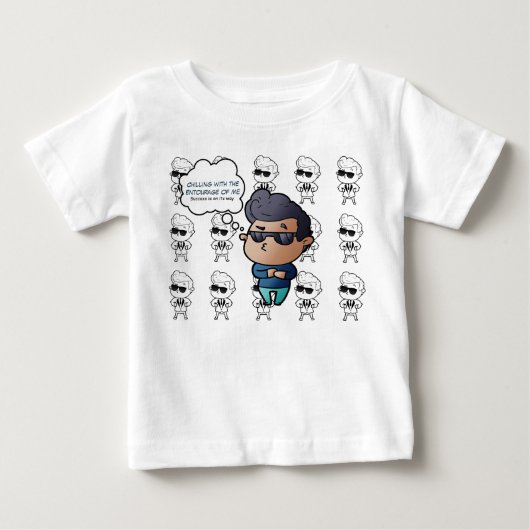 サングラスをかけた少年Tシャツ ベビーTシャツ (正面)