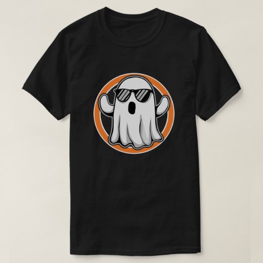 サングラスをかけた幽霊 ハロウィンの霊 Tシャツ (デザイン正面)