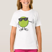 サングラスをかけた微笑みのテニスボール Tシャツ (正面)
