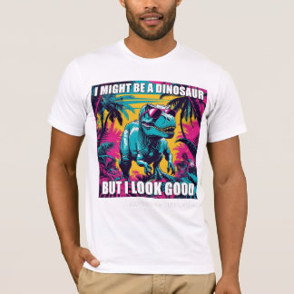 サングラスをかけた恐竜の面白いTシャツ – 先史時代のミームデザイン Tシャツ