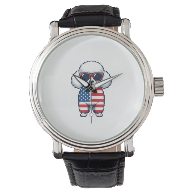 サングラスをかけた愛国ポードルベクター デザイン_1 腕時計 (正面)