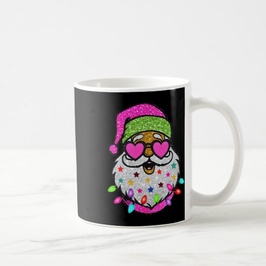 サングラスをかけた楽しいサンタ クリスマス ピンク 女性 少女  コーヒーマグカップ (右)