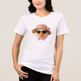サングラスをかけた涼しげな夏のひよこ トライブレンドTシャツ