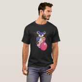 サングラスをかけた牛 アメリカ国旗のかわいい牛 Tシャツ (正面フル)