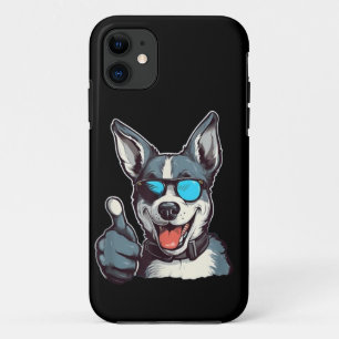 サングラスをかけた犬が親指を立てている面白いデザイン iPhone 11 ケース