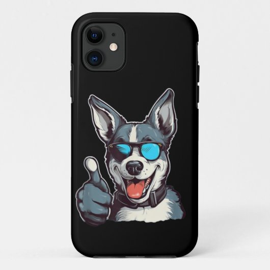 サングラスをかけた犬が親指を立てている面白いデザイン Case-Mate iPhoneケース (裏面)