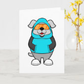 サングラスをかけた犬 カード (黄色い花)