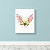 サングラスをかけた犬 キャンバスプリント (インサイチュ (ウッドフロア))