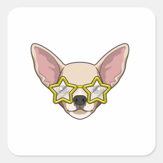 サングラスをかけた犬 スクエアシール (正面)