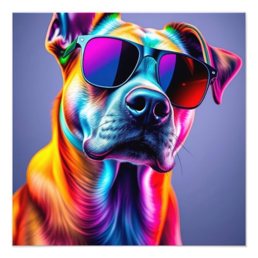 サングラスをかけた犬 フォトプリント            (正面)