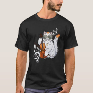 サングラスをかけた猫がバイオリンを演奏 ヴァイオラ 音楽家 Tシャツ