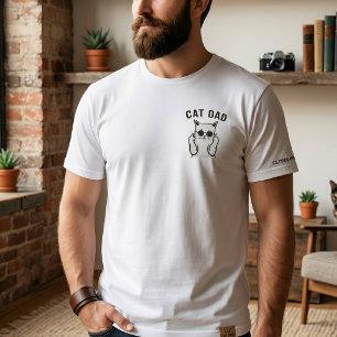 サングラスをかけた猫が中指を立てるおもしろ猫パパデザイン Tシャツ