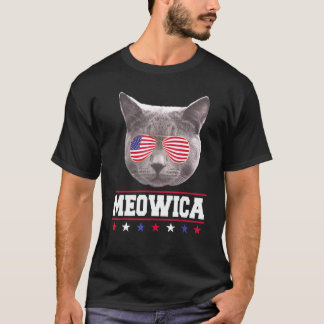 サングラスをかけた猫の独立記念日パトリオティックデザイン Tシャツ