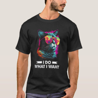 サングラスをかけた猫 70年代 80年代 レトロ 自由奔放 Tシャツ