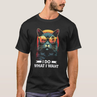 サングラスをかけた自由奔放なネコ 90年代風 Tシャツ