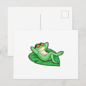 サングラスをかけた葉っぱの上のカエル ポストカード (正面/裏面)