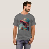 サングラスをかけた都会的な女性 ビンテージ Tシャツ (正面フル)