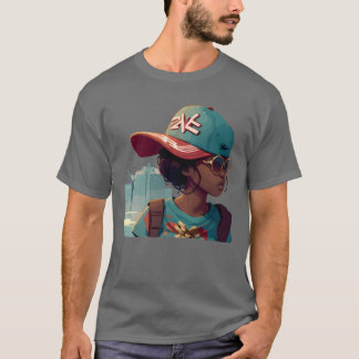 サングラスをかけた都会的な女性 ビンテージ Tシャツ