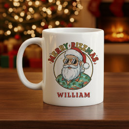 サングラスをかけた陽気なクリスマスのサンタクロース ファニーマス コーヒーマグカップ