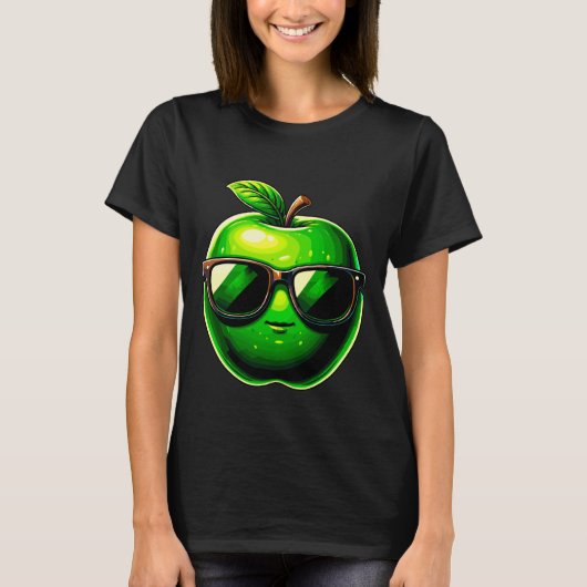 サングラスをかけた青りんご Tシャツ (正面)